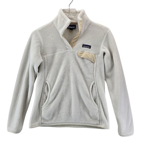 Patagonia Snap-T Pullover Fleece Top Womens Small White Raw Linen Logo Heritage - Picture 2 of 12